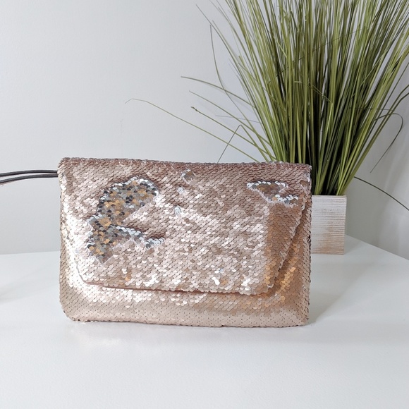 a new day Handbags - A New Day Pink Sequin Clutch Wristlet